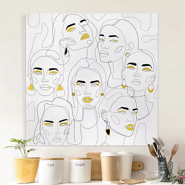 Leinwandbild Line Art - Beauty Portraits in Lemon günstig online kaufen
