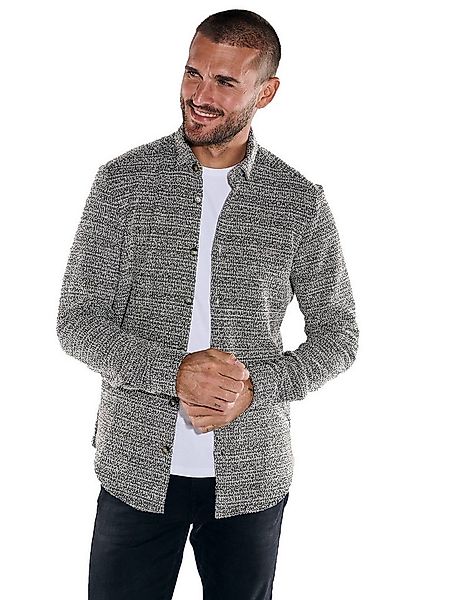 emilio adani Langarmhemd Herren Overshirt in Bouclé Warenqualität, Schwarzb günstig online kaufen