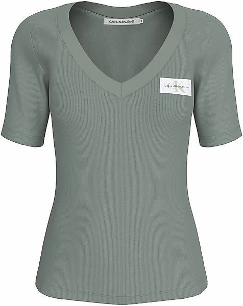 Calvin Klein Jeans T-Shirt "WOVEN LABEL RIB V-NECK TEE", mit Logomarkenpatc günstig online kaufen