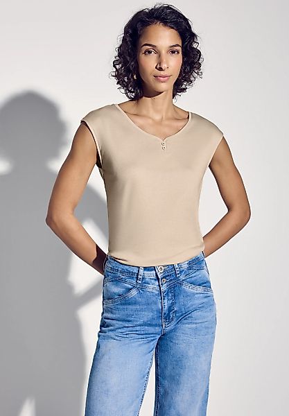 STREET ONE T-Shirt, mit abgerundetem V-Ausschnitt günstig online kaufen