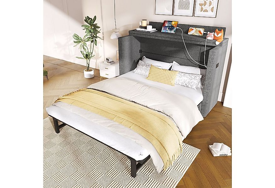 Odikalo Schrankbett 140x200 Polsterbett Jugendbett mit Stauraum & USB (140x günstig online kaufen