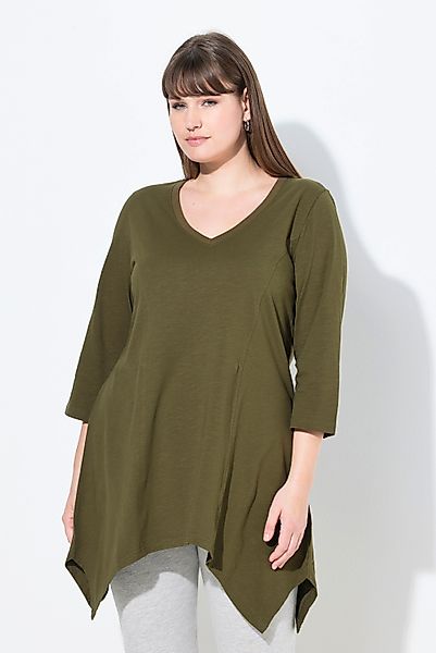 Ulla Popken T-Shirt Shirt Zipfelsaum V-Ausschnitt günstig online kaufen