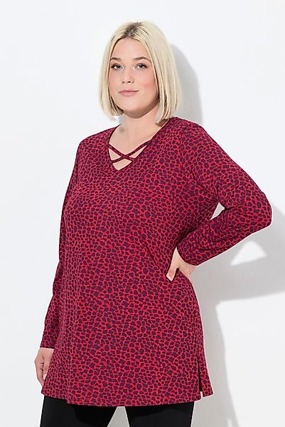 Ulla Popken Longshirt Longshirt Leomuster V-Ausschnitt günstig online kaufen