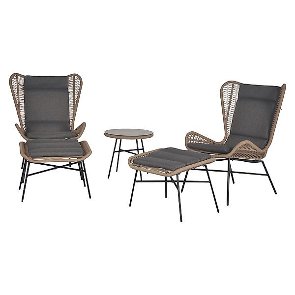 ebuy24 Thame Gartenset mit 5 Teilen mit Kissen Schwarz Natur und Grau günstig online kaufen