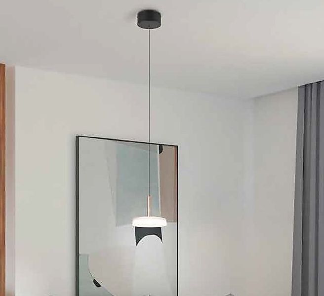 LED Pendelleuchte  Matt / Coffee / Glas Opal 1 Stück Metall / Glas / Holz H günstig online kaufen
