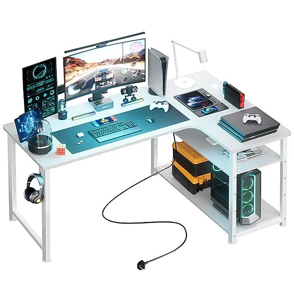 GTPLAYER Gamingtisch Eckschreibtisch Schreibtisch mit Regal günstig online kaufen