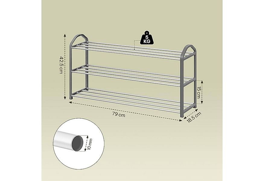 EUGAD Schuhregal, 1-tlg., 3-Ebenen–Metallrohrgestell, für Flur, Wohnzimmer, günstig online kaufen