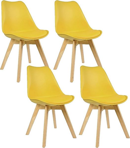 Woltu Esszimmerstuhl (Set, 4 St), Polsterstuhl Bezug Kunstleder, Massivholz günstig online kaufen