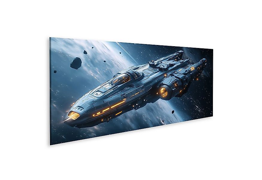 islandburner Leinwandbild Futuristisches Raumschiff schwebt im Weltraum günstig online kaufen