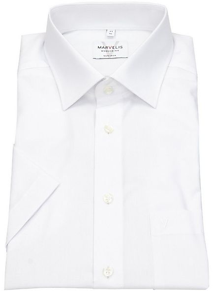 MARVELIS Kurzarmhemd Modern Fit leicht tailliert bügelfrei Kentkragen günstig online kaufen