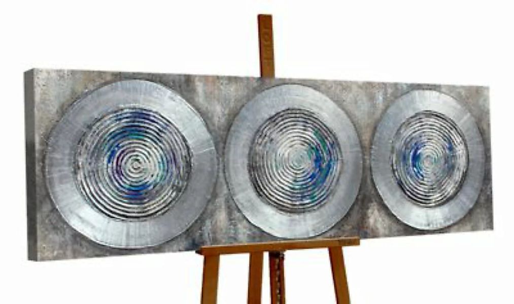 YS-Art™ "Gemälde Acryl  ""Balance"" handgemalt auf Leinwand 150x50 cm" silb günstig online kaufen