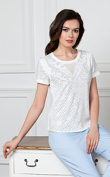 Passioni T-Shirt mit Strasssteinen und transparentem günstig online kaufen
