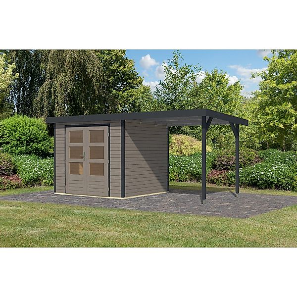 Karibu Gartenhaus Ernesto 3 D Anbaudach Wassergrau/Anthrazit 209 x 238 x 21 günstig online kaufen