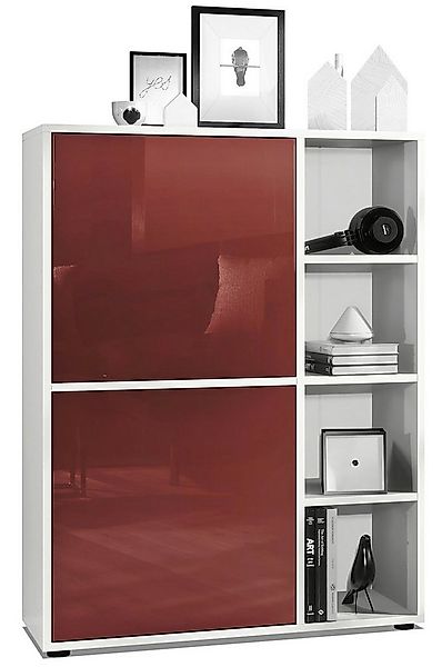Vladon Highboard Cuba (Anrichte, mit 2 Türen und 4 offene Fächer), Weiß mat günstig online kaufen