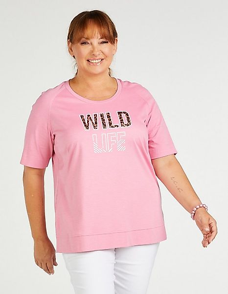 Mona Lisa Print-Shirt Große Größen rosa mit Motiv günstig online kaufen