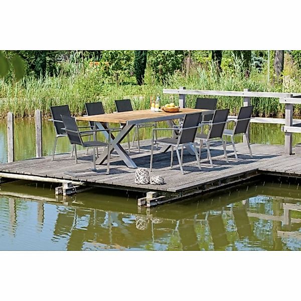 Natur24 Ausziehtisch Spectra 245-331 x 100 x 75 cm Teakholz und Edelstahl günstig online kaufen