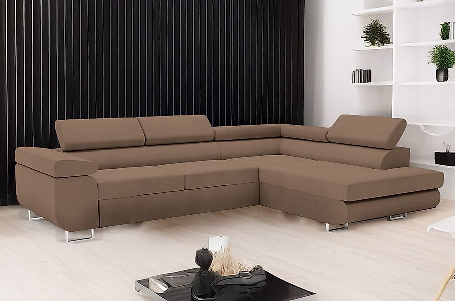Goldstoff Ecksofa hochwertiges Sofa mit Schlaffunktion, günstig online kaufen