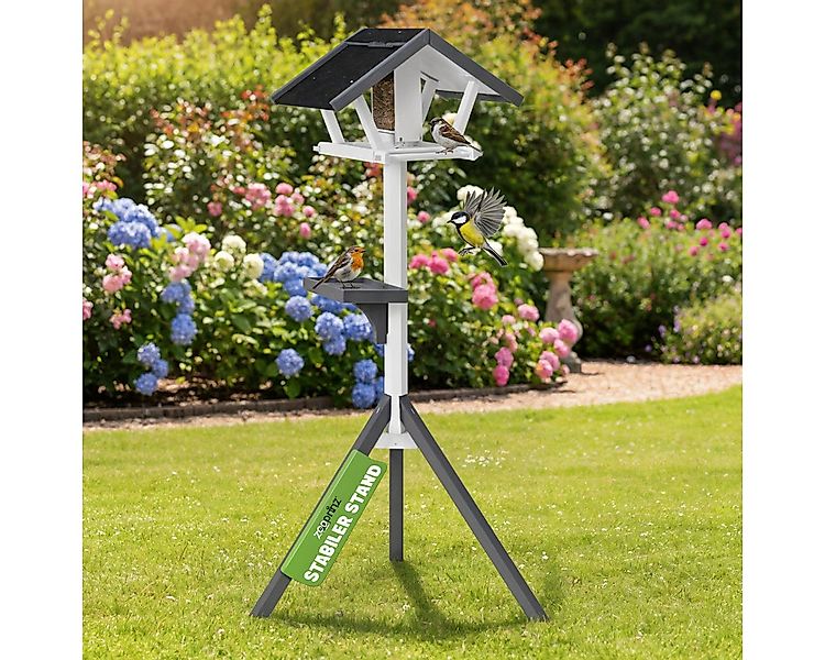 Zooprinz Vogelhaus mit Ständer, Futtersilo, mit Ablage, 120 cm Höhe, Vorgeb günstig online kaufen