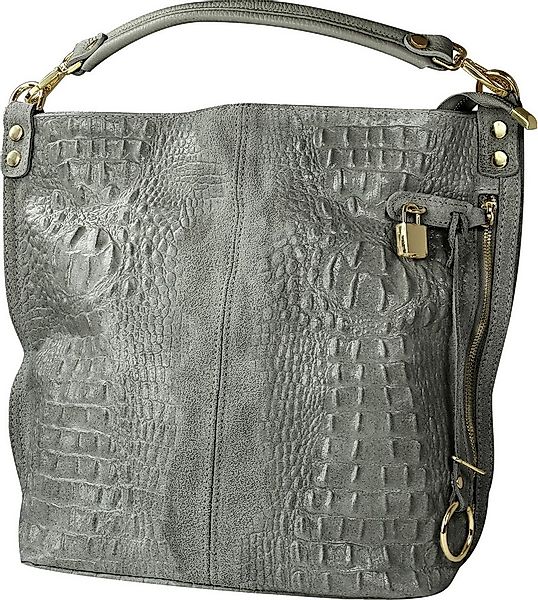 Toscanto Beuteltasche Toscanto Tasche Kroko-Prägung grau Leder (Beuteltasch günstig online kaufen