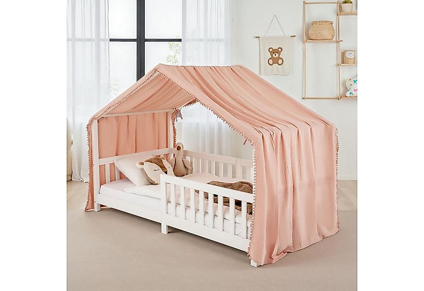 IDIMEX Betthimmel LIAN, Betthimmel Kinder aus Musselin mit Pompons rosa günstig online kaufen
