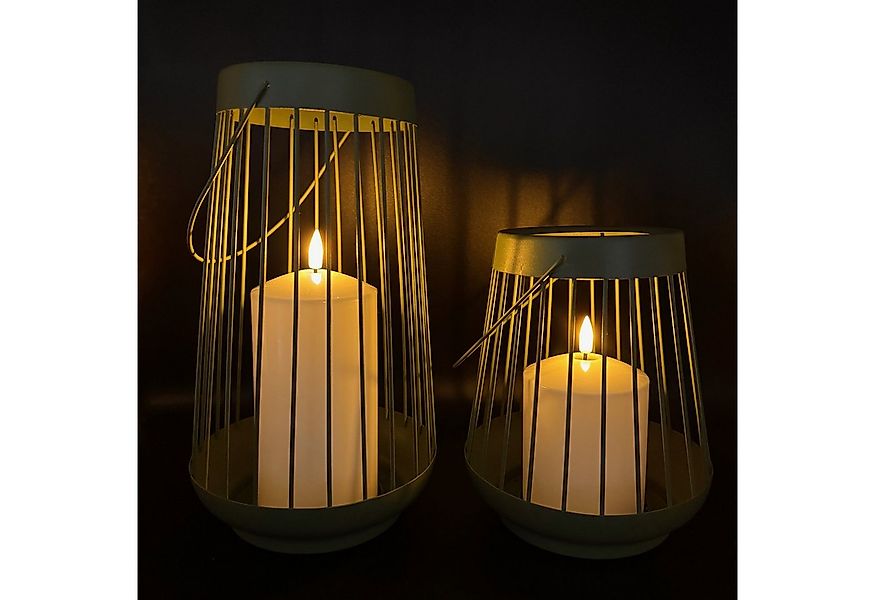 Online-Fuchs LED Laterne - 2 Laternen aus Metall im Set mit großer LED-Kerz günstig online kaufen