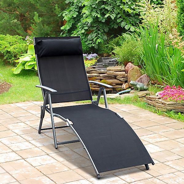 Outsunny Gartenliege Garten Metall Stoff 137 x 63,5 x 100,5 cm, Liegestuhl günstig online kaufen