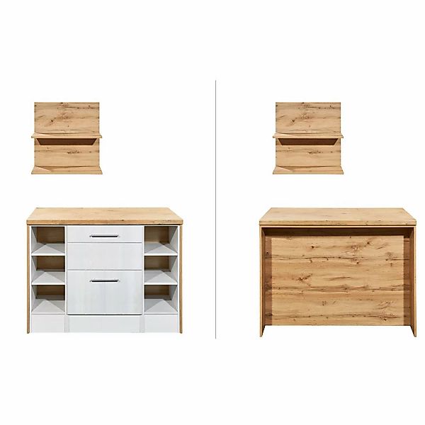 Respekta Kücheninsel Anton 124 cm ohne E-Geräte Lärche Weiß günstig online kaufen
