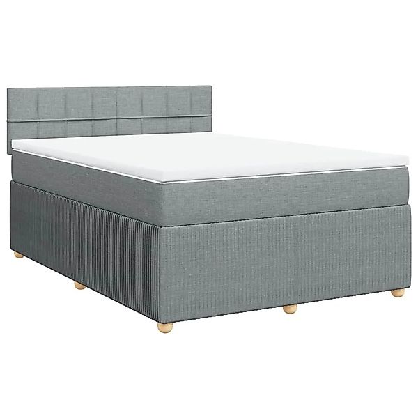 vidaXL Boxspringbett mit Matratze Hellgrau 160x200 cm Stoff 3289807 günstig online kaufen