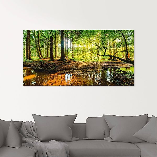 Artland Glasbild Wald mit Bach, Wald günstig online kaufen