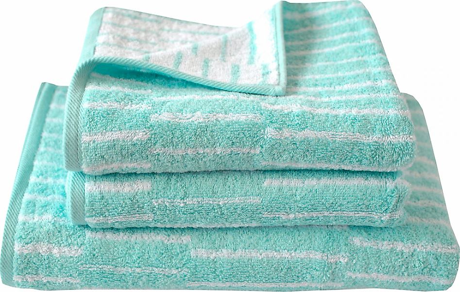Dyckhoff Handtuch Set "Cool Mint Panels" Set 3 Stk. Walkfrottier 2 Handtüch günstig online kaufen