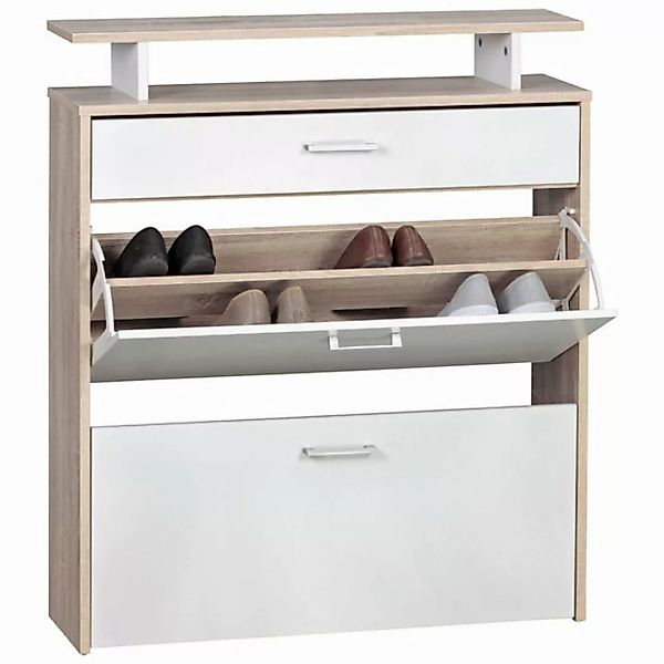 Wohnling Schuhschrank Schuhkipper Holz 80x95x24 cm Modern Sonoma Eiche, Des günstig online kaufen