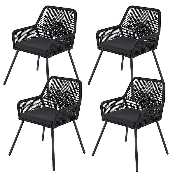 Juskys Rope Gartenstühle Kastos 4er Set Schwarz günstig online kaufen