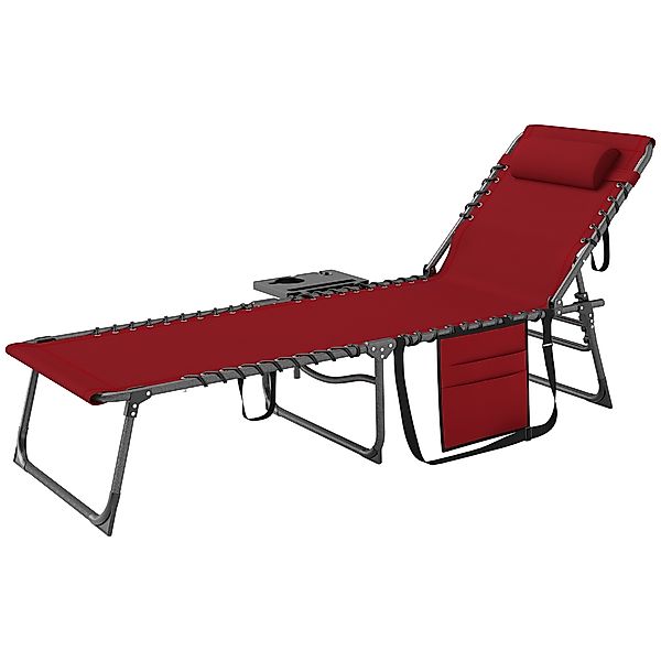 Outsunny Sonnenliege klappbarer Liegestuhl mit Tablett, Kopfkissen, Seitent günstig online kaufen