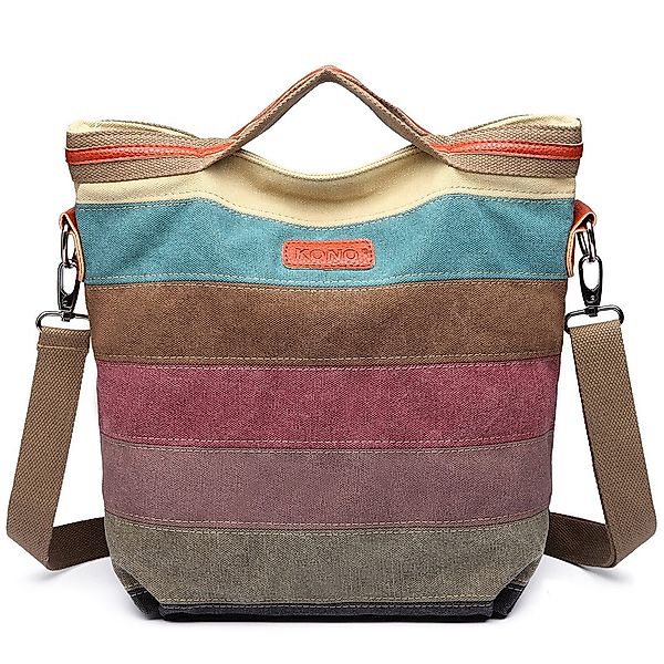 KONO Shopper Mehrfarbengestreifte Segeltuch Handtaschen Kreuzkörper günstig online kaufen