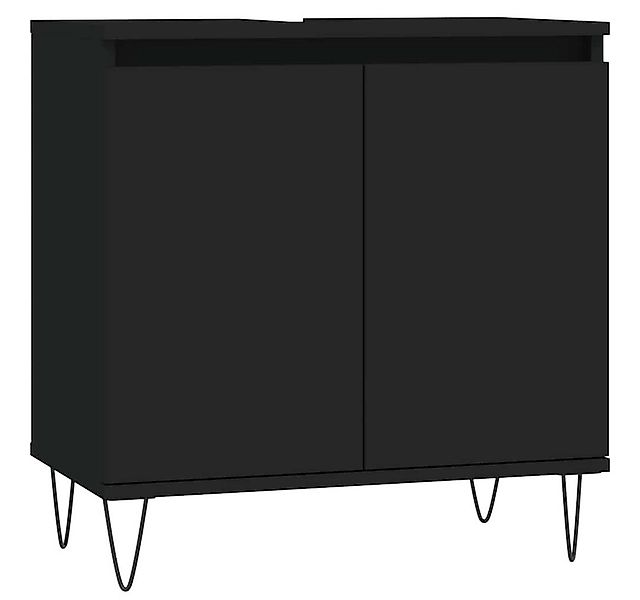 furnicato Badezimmer-Set Badschrank Schwarz 58x33x60 cm Holzwerkstoff, (1-S günstig online kaufen