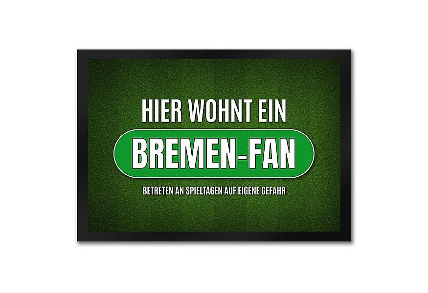 speecheese Fußmatte Hier wohnt ein Bremen Fan Fußmatte mit Rasen Motiv Fußb günstig online kaufen