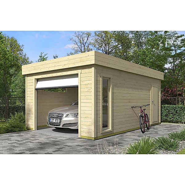 Lasita Garage Bahamas 2 mit Sektionaltor 360 cm x 540 cm Natur/Unbehandelt günstig online kaufen
