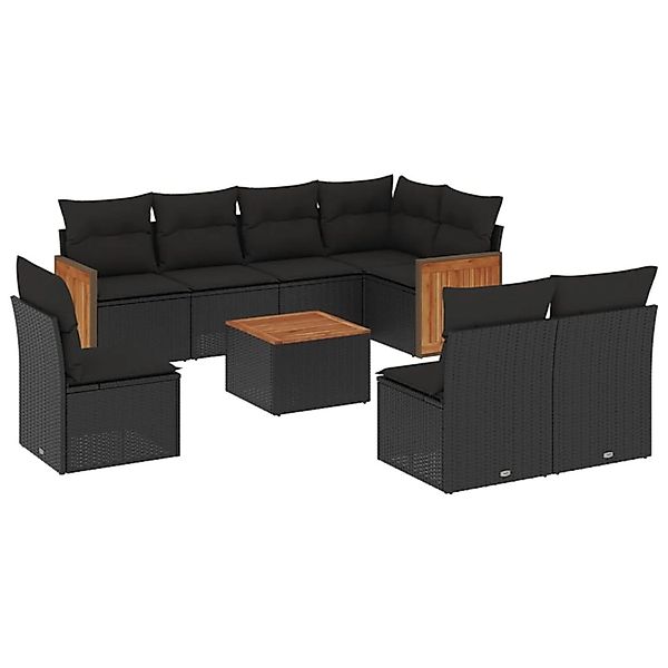 vidaXL 9-Tlg Garten-Sofagarnitur mit Kissen Schwarz Poly Rattan 3227728 günstig online kaufen
