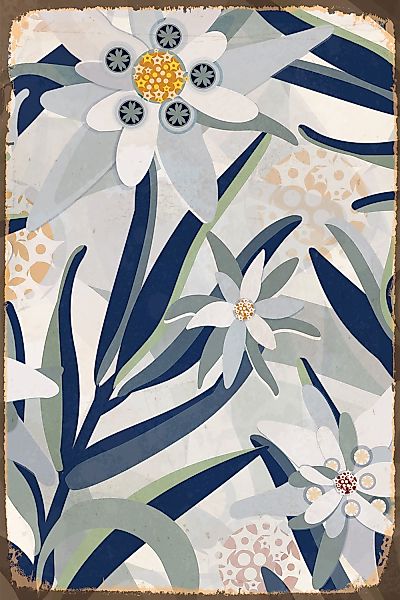 queence Metallbild "Floral" Blechschild, Stahlschild, Blumen, Wandbild günstig online kaufen