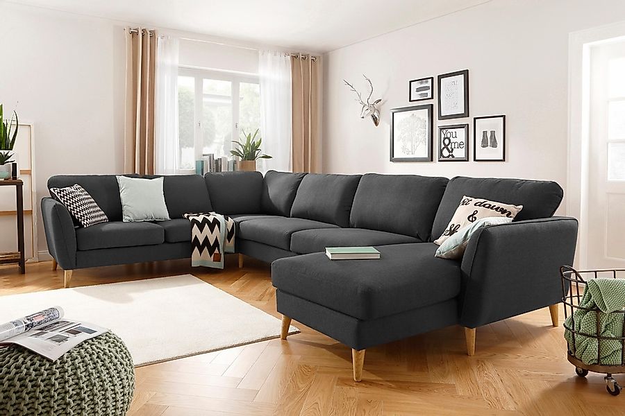 Home affaire Wohnlandschaft »MARSEILLE XXL 349cm, U-Form, Ottomane rechts/l günstig online kaufen