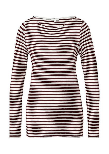 s.Oliver Langarmshirt - Gestreifter Longsleeve aus Flammgarn mit U-Boot-Aus günstig online kaufen