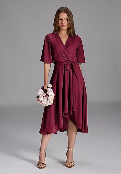 SWING Cocktailkleid - Chiffon Kleid in Wickel Optik mit Vokuhila Saum Taill günstig online kaufen