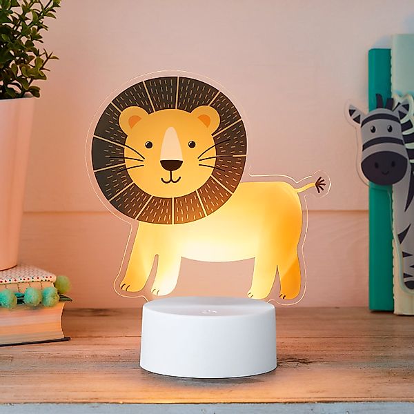 2-in-1 Löwe & Zebra USB Tischlampe Kinderzimmer günstig online kaufen