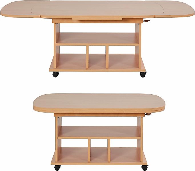 HELA Couchtisch auf Rollen, höhenverstellbar und ausziehbar günstig online kaufen