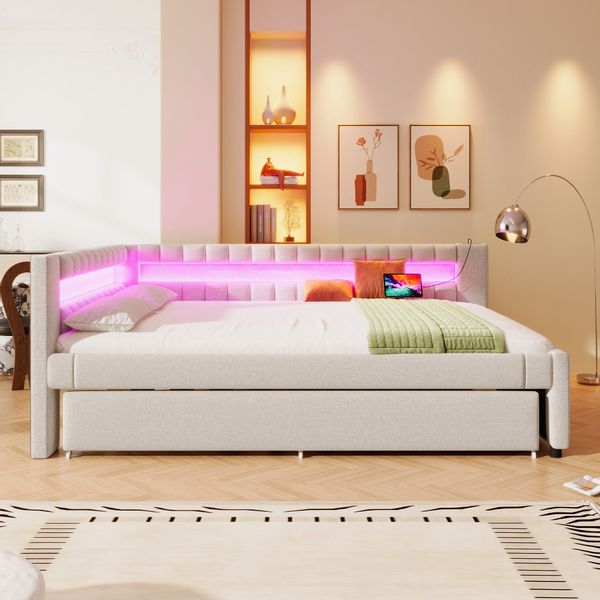 HAUSS SPOLE Schlafsofa 140x200 mit LED-Lichtleiste, günstig online kaufen