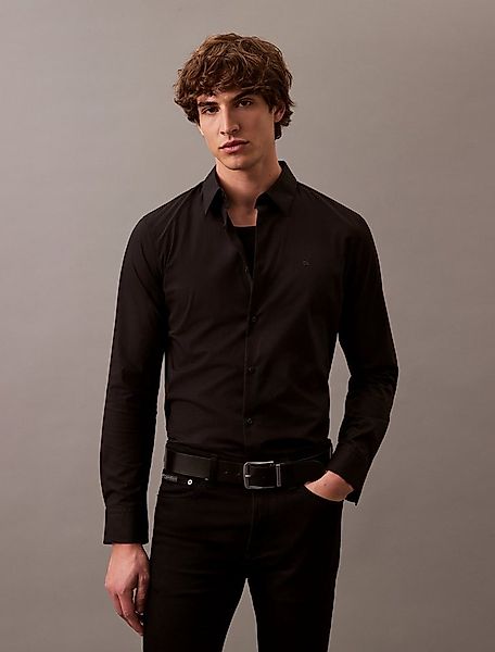 Calvin Klein Langarmhemd slim fit, in Unifarbe günstig online kaufen