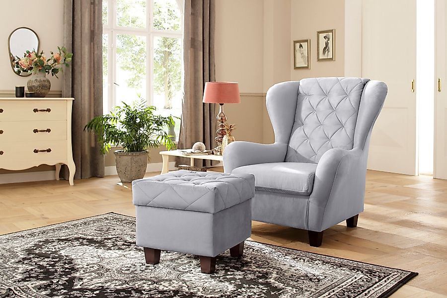 Home affaire Ohrensessel Alexandra, incl. Hocker, günstig online kaufen