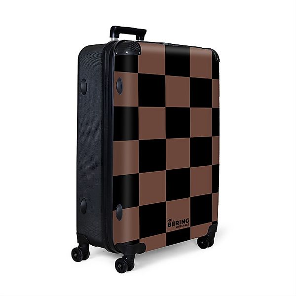 NoBoringSuitcases.com© Hartschalen-Trolley Braun mit schwarzem Schachbrettm günstig online kaufen