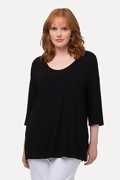 Ulla Popken T-Shirt Shirt tiefer Rundhalsausschnitt günstig online kaufen