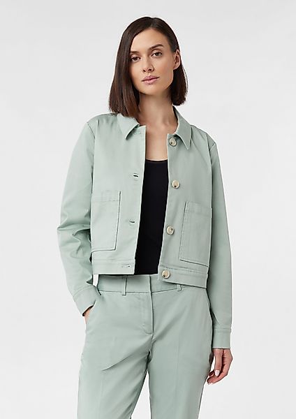 comma Blusenblazer Baumwollsatin-Jacke im Boxy Fit günstig online kaufen